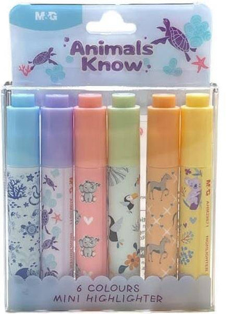 Zakreślacze mini Animals Planet 6 kolorów