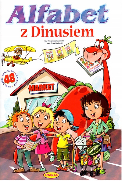 Alfabet z Dinusiem z naklejkami