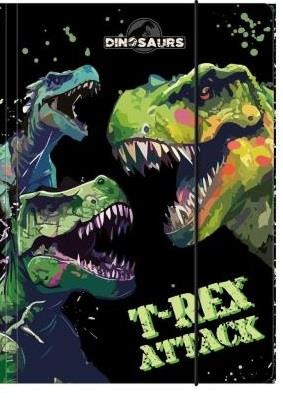 TECZKA A4 NA GUMKĘ na prace plastyczne, DINOSAURS T-REX ATTACK