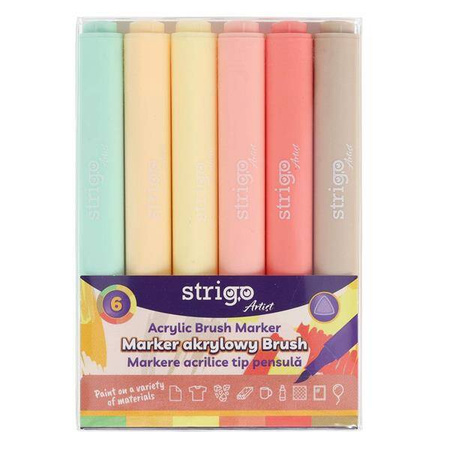 Marker akrylowy Strigo z końcówką Brush w trójkątnej obudowie w 6 kolorach 