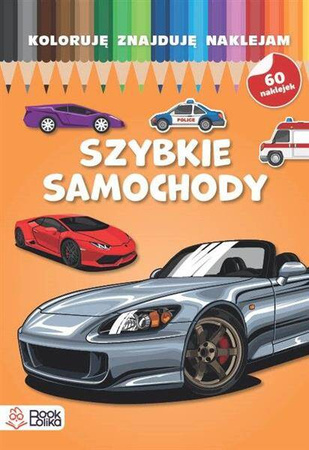 Szybkie samochody. Koloruję, znajduję, naklejam.