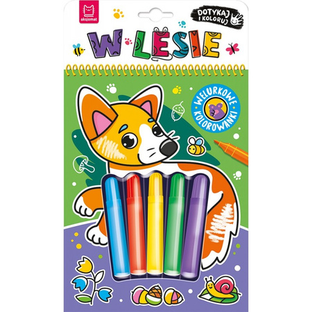 Dotykaj i koloruj. W lesie. Welurowe kolorowanki