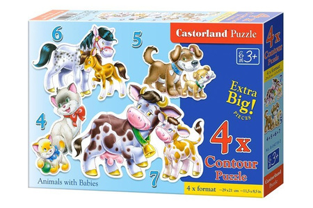 Puzzle  4w1 Animals with Babies / Zwierzęta i i ich dzieci