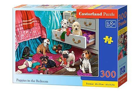 Puzzle 300  Puppies in the Bedroom / Szczeniaki psy w sypialni