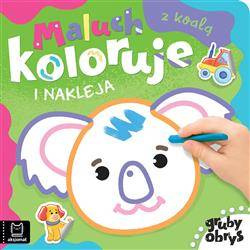 Gruby obrys. Maluch koloruje i nakleja z koalą