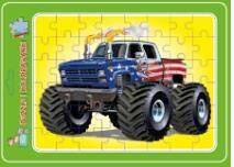 Puzzle w ramce z kolorowanką. Monster truck