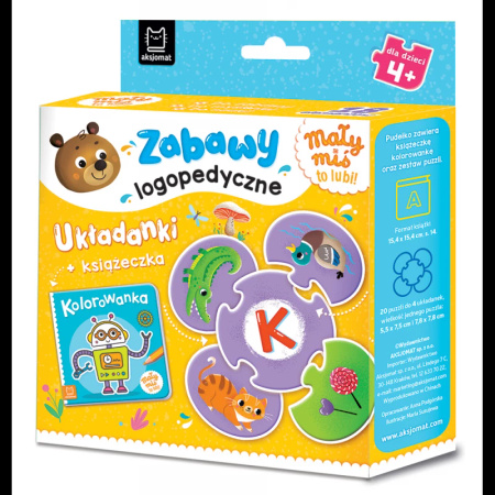 Mały miś to lubi! Zabawy logopedyczne. Układanki + książeczka