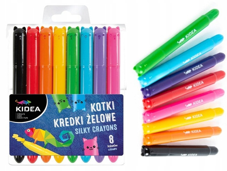 Kredki żelowe kotki 8 kolorów Kidea
