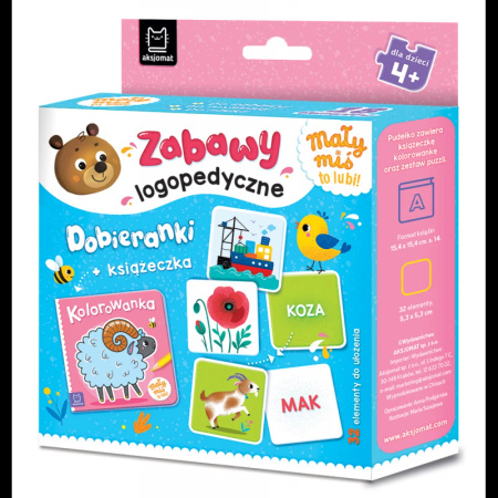 Mały miś to lubi! Zabawy logopedyczne. Dobieranki + książeczka