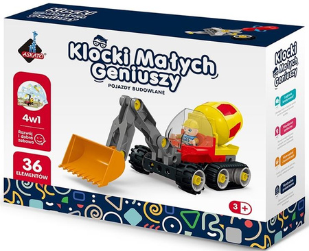 Klocki konstrukcyjne małych geniuszy 4w1 36 elementów