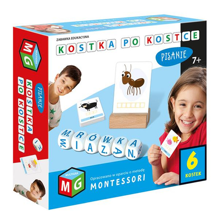 Montessori zabawka edukacyjna kostka po kostce -pisanie 6 kostek