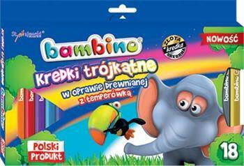 Kredki ołówkowe Bambino Trójkątne w drewnie 18 kol. + temperówka