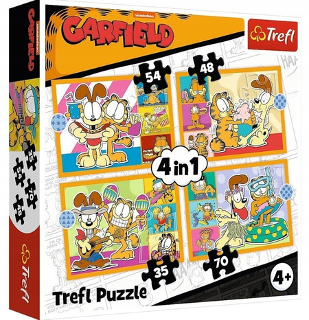 Puzzle 4w1 - Garfield kocha lazanię