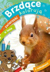 Brzdące kolorują zwierzaki w lesie. Kolorowanka