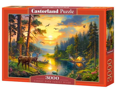 Puzzle 3000 Sunset over Forest River / Zachód słońca nad leśną rzeką