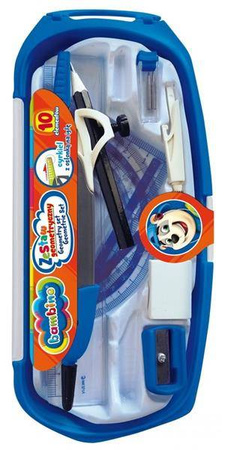 Zestaw geometryczny 10 elementów + cyrkiel Bambino