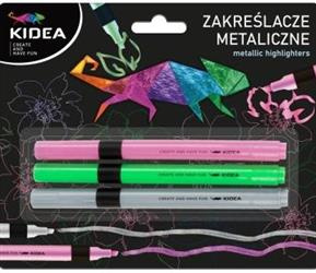 Zakreślacze metaliczne 3szt KIDEA