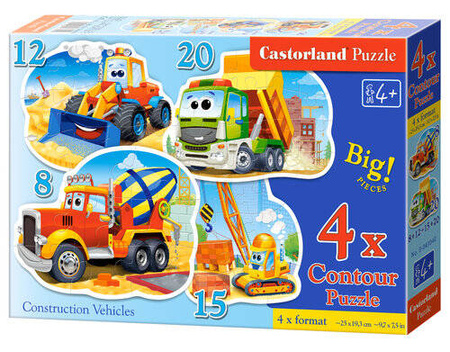 Puzzle 4w1 Construction Vehicles /  Pojazdy Budowlane 