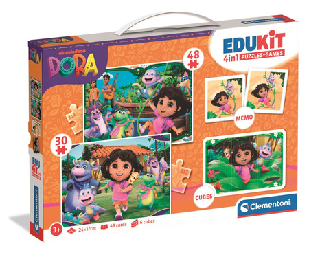 Puzzle 48 + 36 + Memo + 6 klocków Edukit Dora 18209
