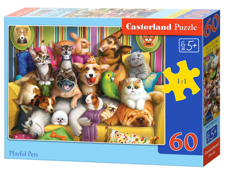 Puzzle 60 Playful Pets / Zabawne zwierzaki