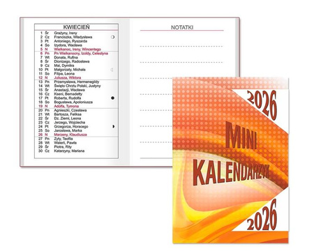Kalendarz kieszonkowy 2026 Mini SK 10 mixkolorów okładek
