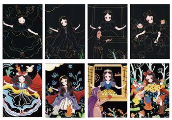 Magiczna zdrapka Królewna Śnieżka (4 obrazki)