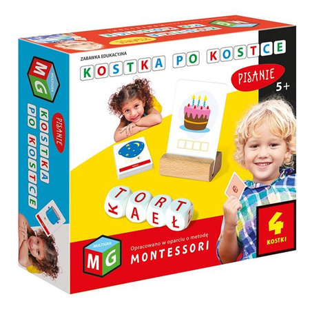 Montessori zabawka edukacyjna kostka po kostce -pisanie 4 kostki