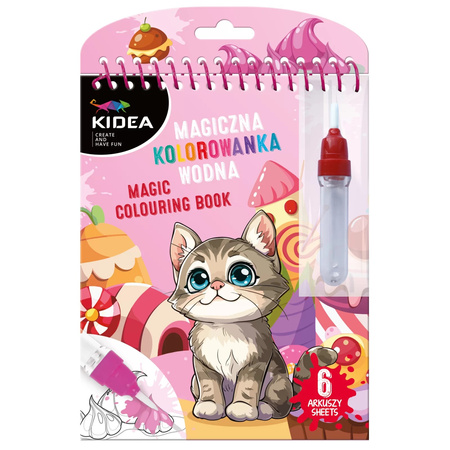 KIDEA Magiczna wielorazowa kolorowanka wodna P Kot
