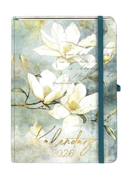 Kalendarz książkowy A5 2026 Botanical dzienny Magnolia
