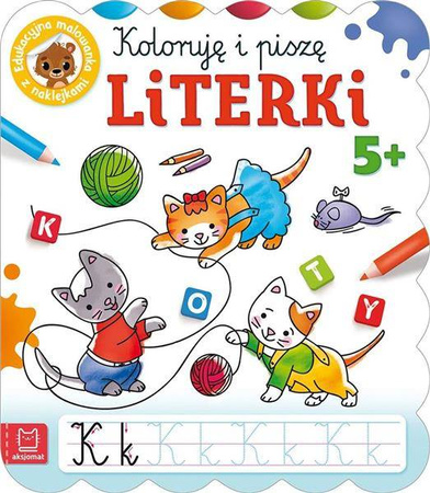 Edukacyjna malowanka z naklejkami. Literki 5+
