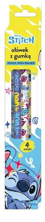 Ołówek z gumką 4szt Stitch w kartoniku