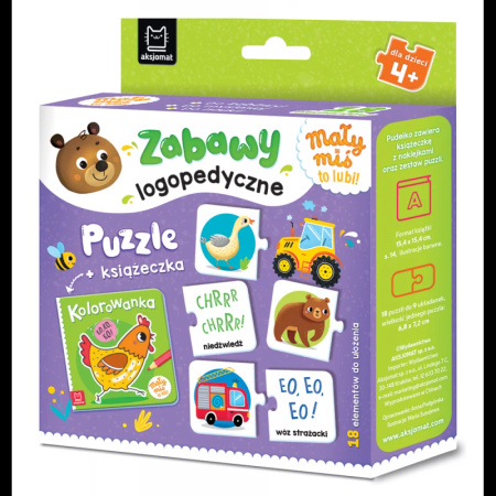 Mały miś to lubi! Zabawy logopedyczne. Puzzle + książeczka