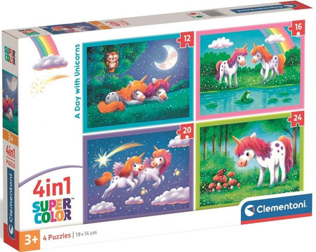Puzzle 4w1 Super Kolor A Day With Unicorns 21740