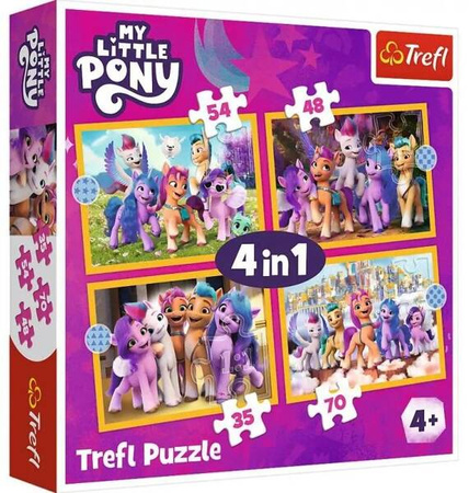 Puzzle 4w1 Poznaj kucyki Pony