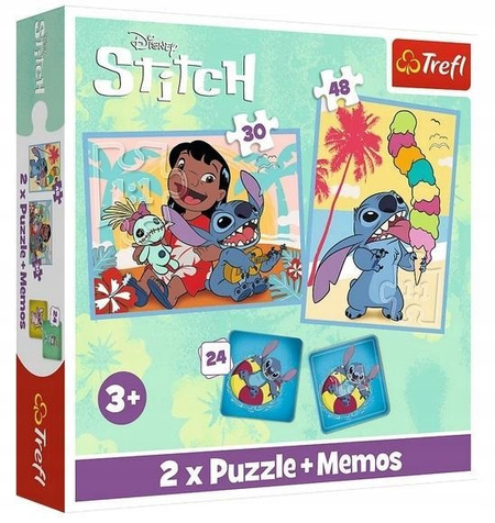 Puzzle 2 w1 +memos  Wesoły dzień LILO&STITCH