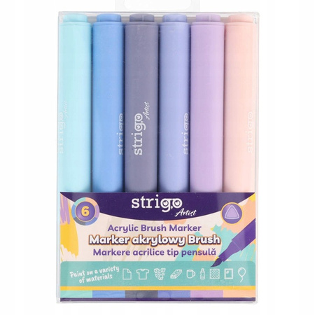 Marker akrylowy Strigo z końcówką Brush w trójkątnej obudowie w 6 kolorach
