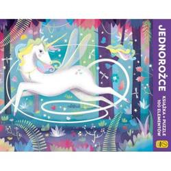 Puzzle 100 elem i książka. Jednorożce