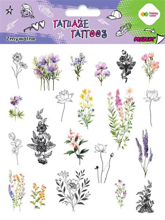 Tatuaże zmywalne FLOWERS 150x200 mm