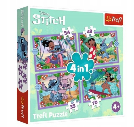 Puzzle 4 w 1 Szalony dzień Lilo i Stitch