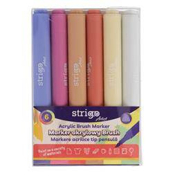 Marker akrylowy Strigo z końcówką Brush w trójkątnej obudowie w 6 kolorach