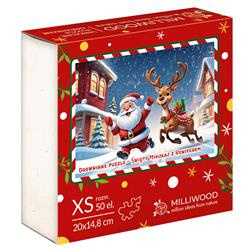 Puzzle drewniane 50 Christmas Mikołaj i Renifer
