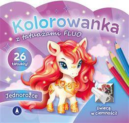 Kolorowanka z tatuażami fluo Jednorożce