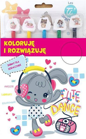 Koloruję i rozwiązuję  (różowa) 5 kredek + gumki