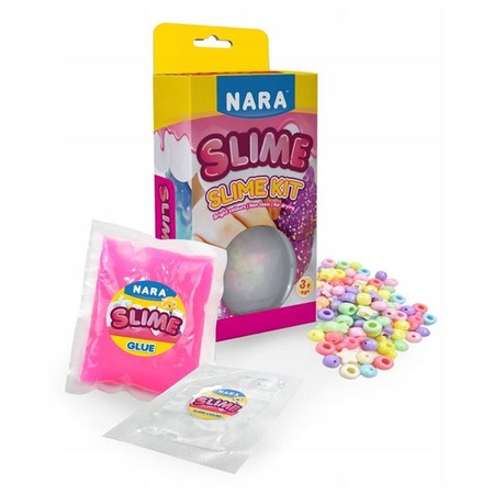 Zestaw kreatywny masa żelowa sensoryczna Slime + koraliki + kleje NARA