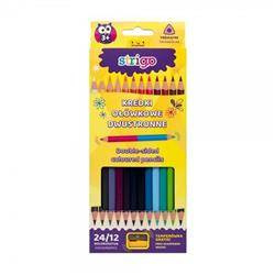 Kredki ołów.trójkątne dwustronne 12/ 24 kol. temp.