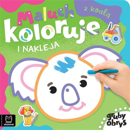 Gruby obrys. Maluch koloruje i nakleja z koalą