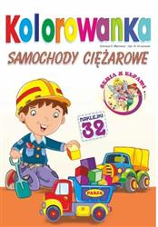 Kolorowanka. Samochody ciężarowe z naklejkami
