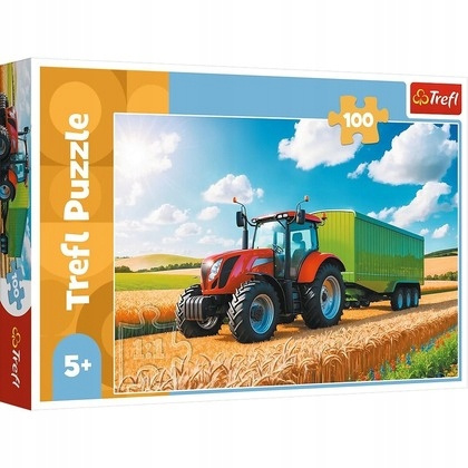 Puzzle 100  Maszyny rolinicze - traktor z przyczepą