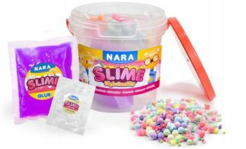 Zestaw Slime masa żelowa sensoryczna w wiaderku + koraliki + klej NARA
