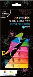 Farby akrylowe neonowe  12x12ml Kidea